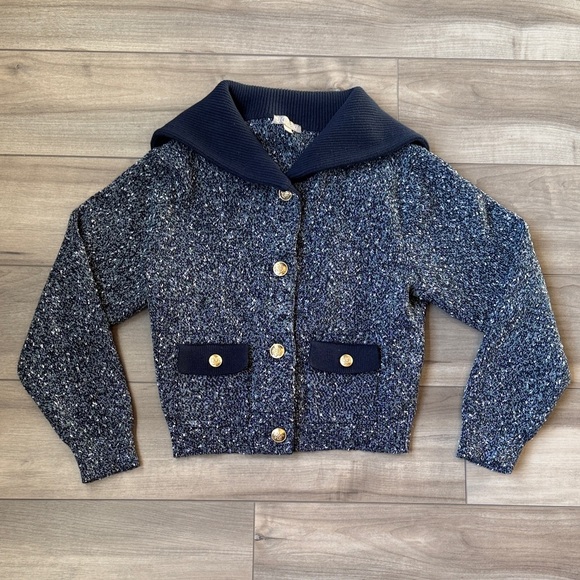 J. Crew Sweaters - J. Crew Navy Tweed Button-Front Cardigan